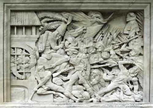 David d’Angers, Relief of General Gobert suppressing a rebellion in Guadeloupe in 1802, 1847, from the tomb of Jacques-Nicolas Gobert in Père Lachaise Cemetery, Paris. Photograph: Steve Soper